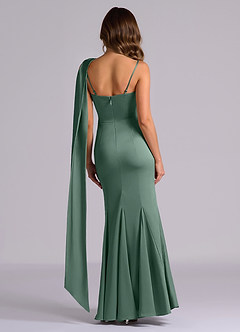 Azazie Inara Bridesmaid Dresses Eucalyptus Mermaid Pleated Stretch Satin Dress image2