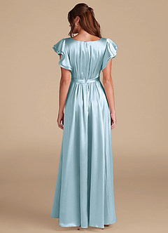 Azazie Daphne Bescheidene Brautjungfernkleider A-Linie Gestreift Metallic Satin Bodenlänge Kleid image2