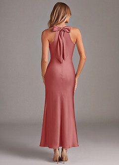 Azazie Doretta 신부 들러리 드레스 인어 주름진 스트레치 새틴 발목 길이 드레스 image6