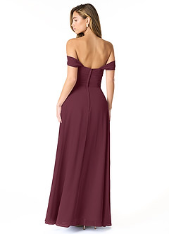 Azazie Kaitlynn Bridesmaid Dresses Cabernet Empire Ruched Chiffon Convertible Dress image3