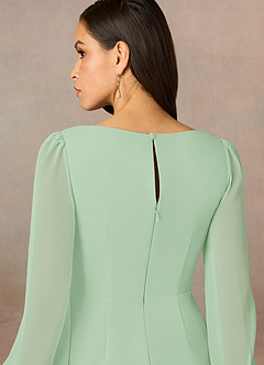 Azazie Karen Mother of the Bride Dresses Dusty Sage Sheath Pleated Stretch Crepe Dress image5