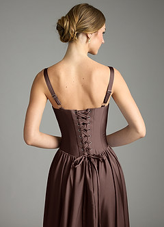 Azazie Evadina Suknie dla druhen Linia A Gorset Satyna elastyczna Do ziemi Sukienka image11