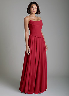 Azazie Ira Bridesmaid Dresses Scarlet A-Line Corset Chiffon Dress image6