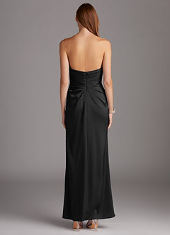 Azazie Lexie Bridesmaid Dresses Black Sheath Strapless Stretch Satin Convertible Dress image4