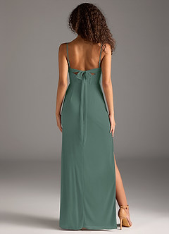 Azazie Mai Bridesmaid Dresses Eucalyptus Sheath Pleated Mesh Dress image5