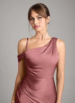 Azazie Madelyn Bridesmaid Dresses Amethyst Mermaid One Shoulder Stretch Satin Convertible Dress image3