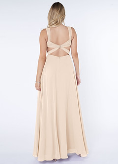 Azazie Nahrin Bridesmaid Dresses White Alabaster A-Line V-Neck Pleated Chiffon Dress image2