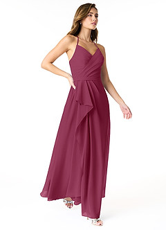Azazie Dawn Final Sale Agave A-Line Pleated Chiffon Dress image3