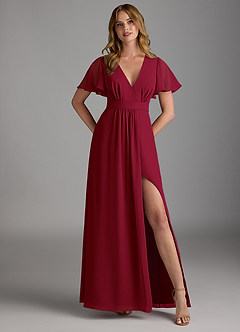 Azazie Zaniah Bridesmaid Dresses Burgundy A-Line Chiffon Dress image1