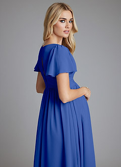 Azazie Verna Maternity Bridesmaid Dresses A-Line V-Neck Ruched Chiffon Floor-Length Dress image7