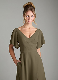 Azazie Ambrosia Bridesmaid Dresses Willow Green A-Line Pleated Chiffon Dress image2