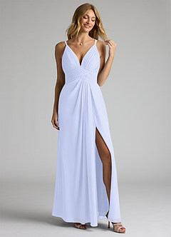 Azazie Maren Allure Bridesmaid Dresses Lavender A-Line V-Neck Lace Chiffon Dress image3
