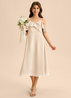 Azazie Kamilla Junior Klä av A-Line i Chiffong Av axeln image4