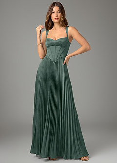Azazie Avenelle Robes de demoiselle d'honneur Robe Trapèze en Satin extensible Corset Mousse De Mer image4