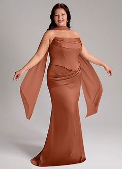 Azazie Sorrel Robes de demoiselle d'honneur Robe Sirène Convertible en Satin extensible Sans bretelle Rose De Cèdre image9