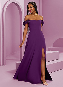 Barbie ♥ Azazie Bridesmaid Dresses Grape A-Line Off the Shoulder Chiffon Convertible Dress image8