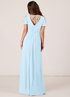 Azazie Peony Junior Sky Blue A-Line Pleated Chiffon Dress image2