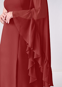 Barbie ♥ Azazie Bridesmaid Dresses Rust A-Line Long Sleeve Chiffon Dress image10