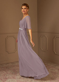 Azazie Tricia Mother of the Bride Dresses Dusk A-Line V-Neck Pleated Chiffon Dress image2