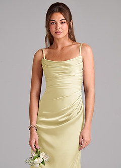 Azazie Lucille Robes de demoiselle d'honneur Robe Sirène Convertible en Satin extensible Sans bretelles Sorbet Citron image6