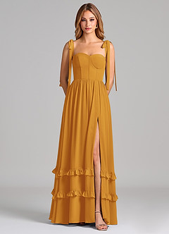Azazie Anastacia Bridesmaid Dresses Butterscotch A-Line Sweetheart Neckline Chiffon Dress image6