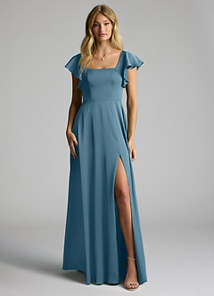 Azazie Bondi Vestidos de madrinha de casamento Vestir Bermudas de Cetim elástico de Linha A com Arco image5