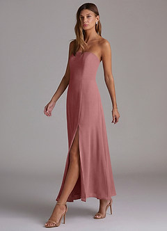 Azazie Wren Bridesmaid Dresses Desert Rose A-Line Strapless Chiffon Dress image3