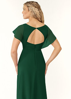 Azazie Rylee Bridesmaid Dresses Dark Green A-Line Pleated Chiffon Dress image2