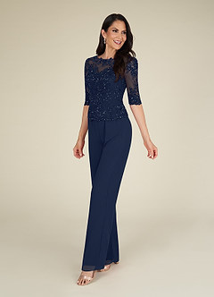 Azazie Florida Mother of the Bride Dresses Dark Navy Jumpsuit/Pantsuit Sequins Chiffon Dress image5