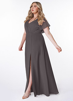 Azazie Rylee Bridesmaid Dresses Steel Grey A-Line Pleated Chiffon Dress image8