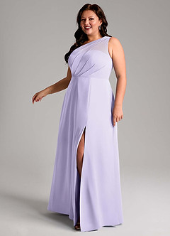 Azazie Phaedra Bridesmaid Dresses Lilac A-Line One Shoulder Chiffon Dress image6