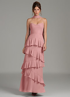 Azazie Imani Bridesmaid Dresses Dusty Rose A-Line Ruched Chiffon Dress image1