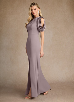 Azazie Paris Mother of the Bride Dresses Vintage Mauve Mermaid Pleated Stretch Crepe Dress image2