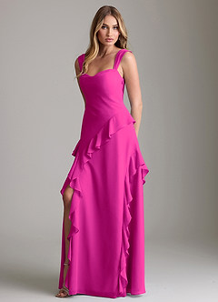 Azazie Sloane Bridesmaid Dresses Fuchsia A-Line Sweetheart Neckline Chiffon Dress image1