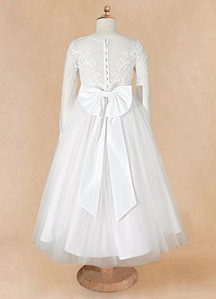 Azazie Elodie Flower Girl Dresses Ivory White Ball-Gown Lace Dress image11
