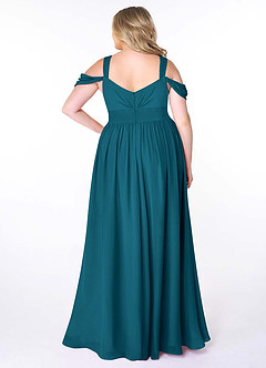 Azazie Lianne Bridesmaid Dresses Ink Blue A-Line Off the Shoulder Chiffon Dress image9