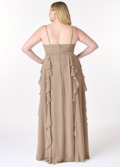Azazie Peyton Bridesmaid Dresses Taupe A-Line Ruched Chiffon Dress image8