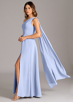 Azazie Tella Bridesmaid Dresses Ice A-Line One Shoulder Chiffon Dress image1