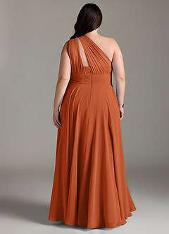 Azazie Charlize Bridesmaid Dresses Burnt Orange A-Line One Shoulder Chiffon Dress image8