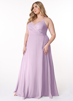 Azazie Davis Bridesmaid Dresses Frosted Lilac A-Line V-Neck Chiffon Dress image9