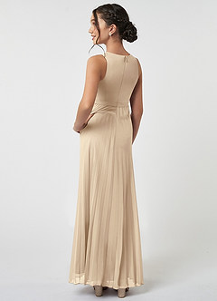 Azazie Lindie Junior Champagne A-Line Pleated Chiffon Dress image4