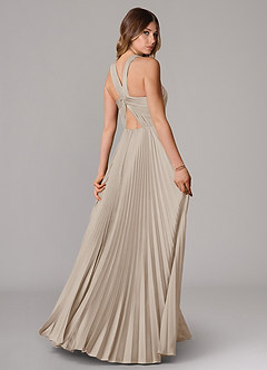 Azazie Afra Robes de demoiselle d'honneur Robe Trapèze en Satin extensible Plissée Givre image2