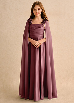 Azazie Rosita Girls Formal Sukienki dla dziewczynek sypiących kwiaty Linia A Pofałdowany Matowy satynowy Długość podłogi Sukienka image5