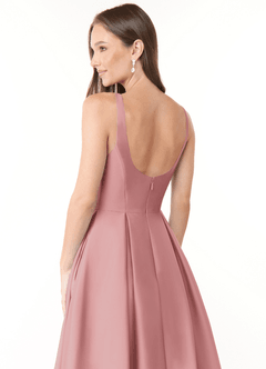Azazie Neve Bridesmaid Dresses Dusty Rose Ball-Gown with Pockets Stretch Satin Dress image6