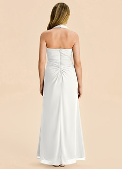 Azazie Destiny Junior White Sheath Ruched Chiffon Dress image2