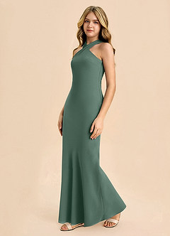 Azazie Doretta Junior Robe Fourreau en Mousseline de soie Plissée Mousse De Mer image4