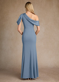Azazie Paris Mother of the Bride Dresses Dusty Blue Mermaid Pleated Stretch Crepe Dress image3