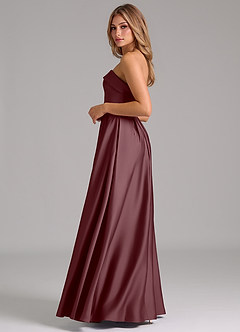 Azazie Lucienne Bridesmaid Dresses Sangria A-Line Strapless Stretch Satin Convertible Dress image3