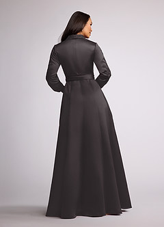 Azazie Ruth Mère de la mariée Robes Robe Trapèze en Mat Satiné Dentelle Gris Acier image4