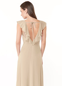 Azazie Yoko Bridesmaid Dresses Champagne A-Line Ruched Chiffon Dress image6